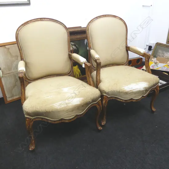 PR FRENCH STYLE GILDED DISTRESSED ARMCHAIRS H.980mm EX HARTS