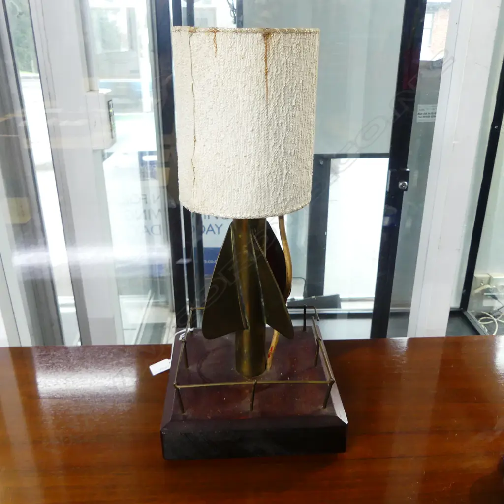 TABLE LAMP - BASE T. W. CHERUB BRASS SHIPS LOG H.480mm Image 1++