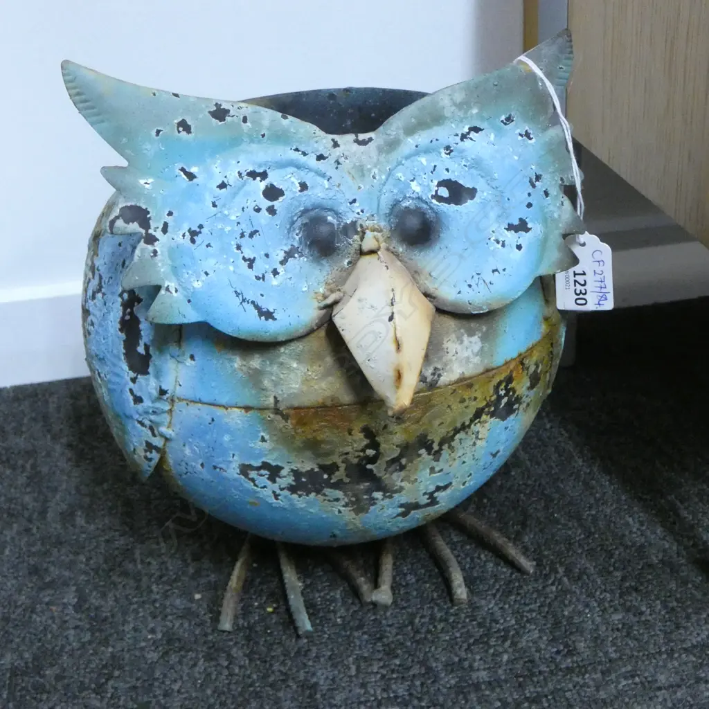 METAL OWL POT PLANT HOLDER H.390mm Image 1++