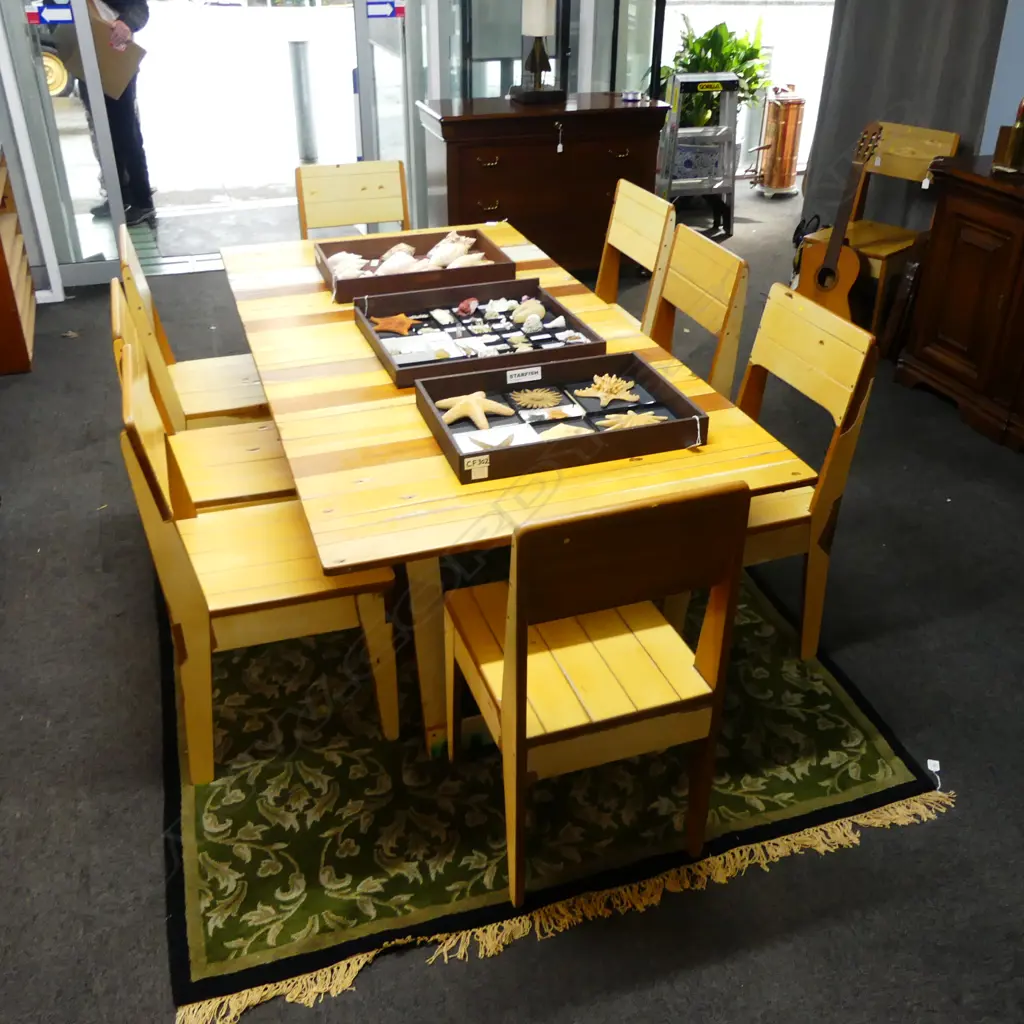 JAMES JAGGER REKINDLE SALVAGED TIMBER TABLE 1990x1000x740mm AND 10 CHAIRS Image 1++