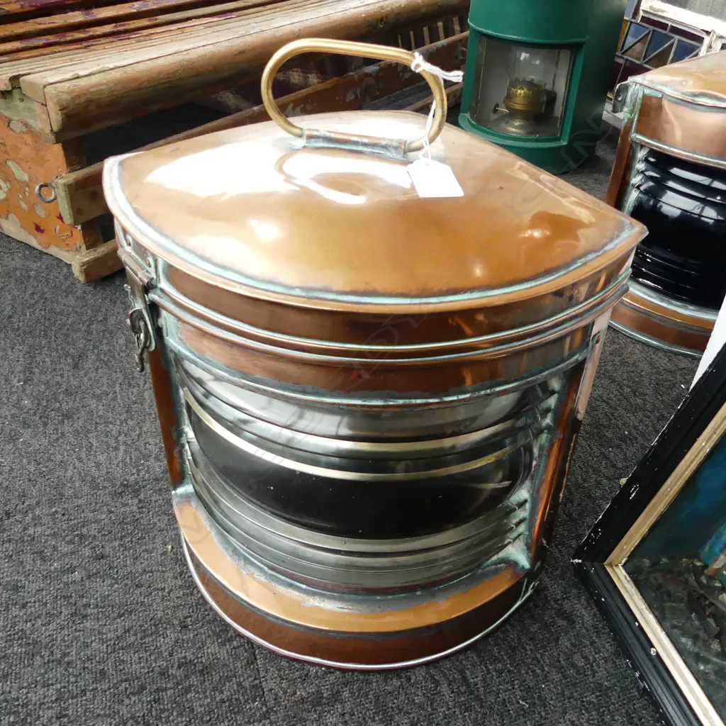 ANTIQUE COPPER SHIPS LANTERN 260x260x360mm Image 1++