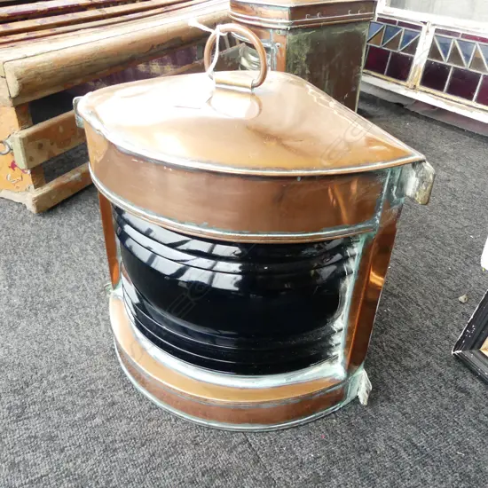 ANTIQUE COPPER SHIPS LANTERN 260x260x330mm