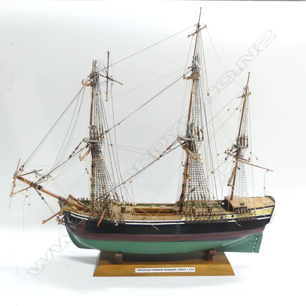 SCRATCH-BUILT MODEL OF A SWEDISH TIMBER BARQUE C.1790.  H.550 L.570mm Image 1++