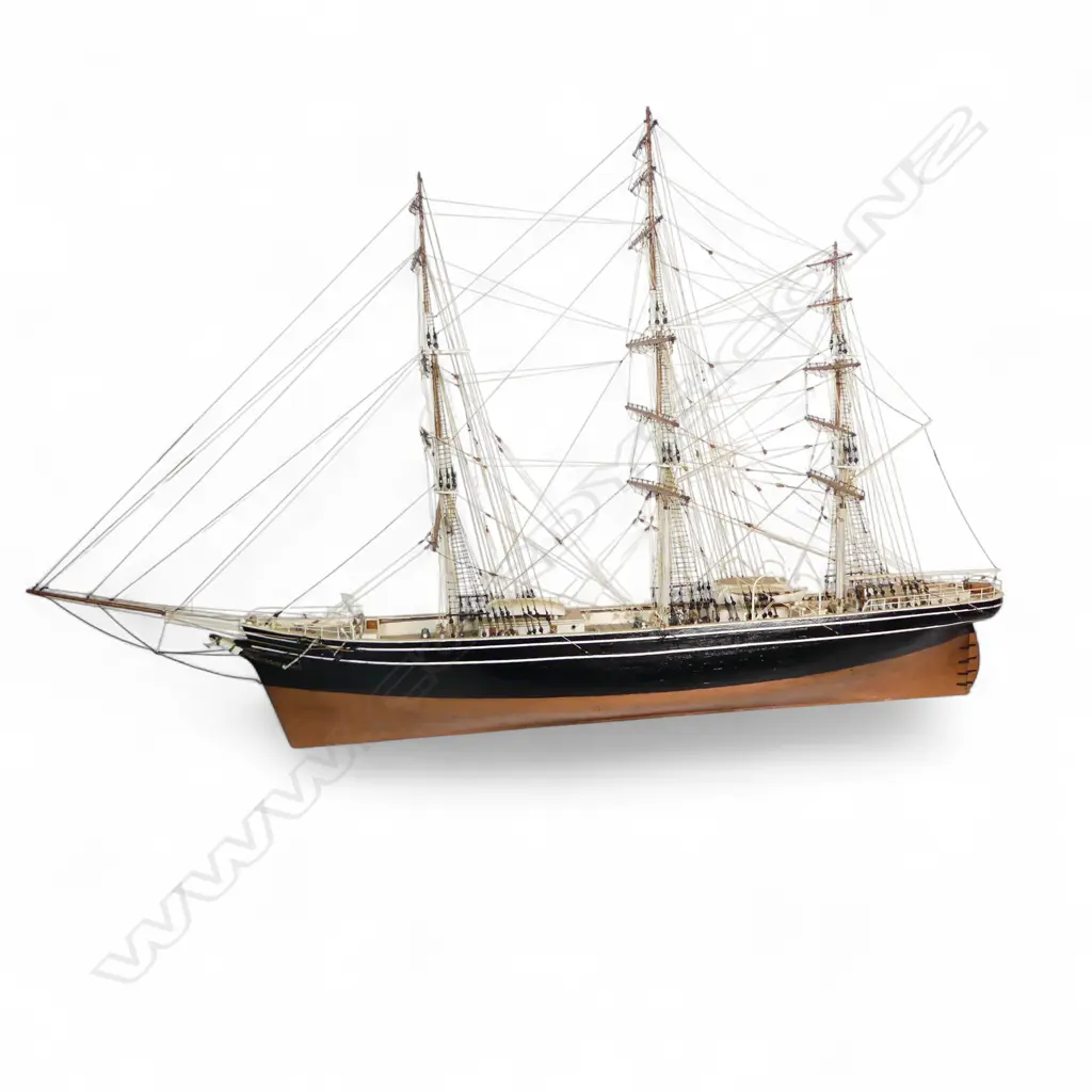 SCRATCH BUILT MODEL 3 MASTED BRIG ON STAND L1160 H760MM Image 1++
