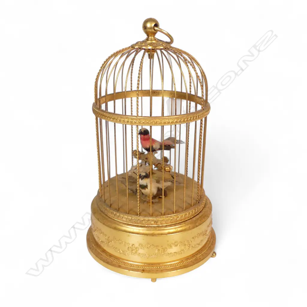 SWISS GILDED CLOCKWORK MUSICAL BIRDCAGE WORKING H300MM Image 1++