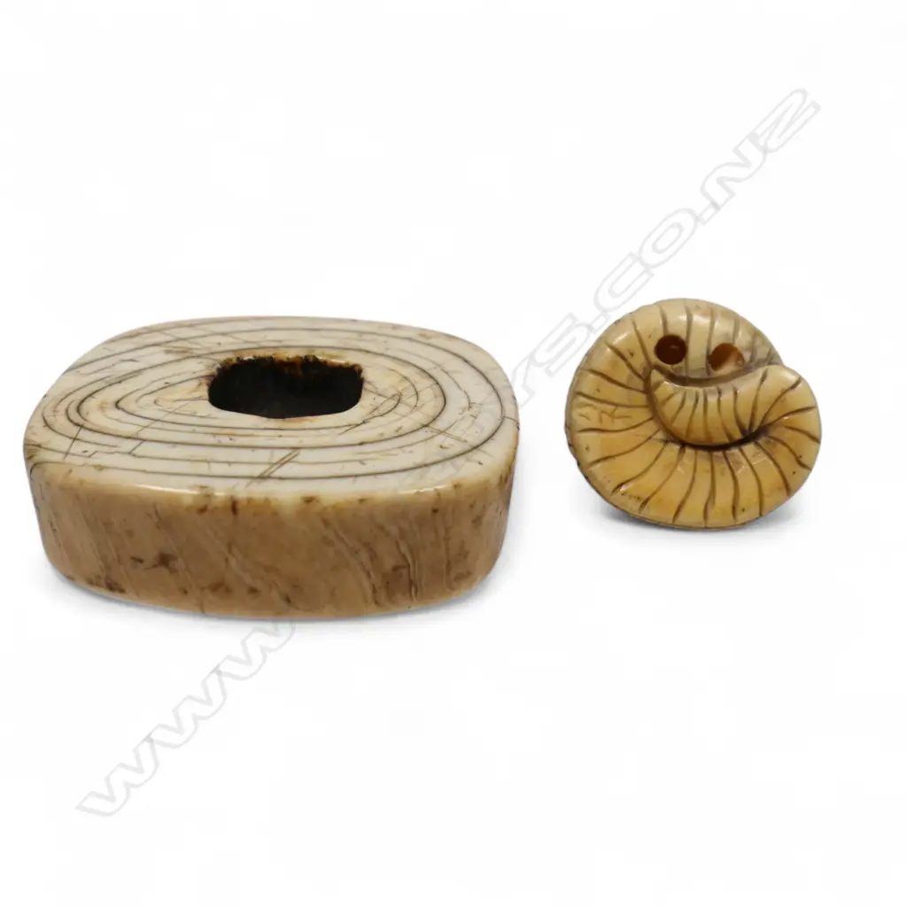JAPANESE OLD IVORY TOGGLE & IVORY NETSUKE SNAKE H25MM Image 1++