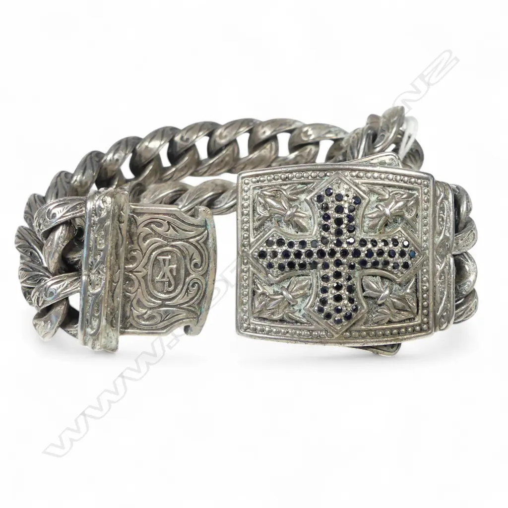 HEAVY S/SILVER SK KNIGHTS TEMPLA BRACLET 278GMS Image 1++