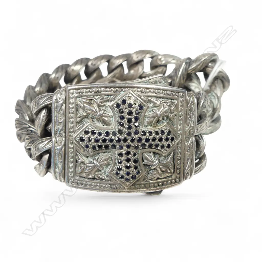 HEAVY S/SILVER SK KNIGHTS TEMPLA BRACLET 278GMS Image 1++