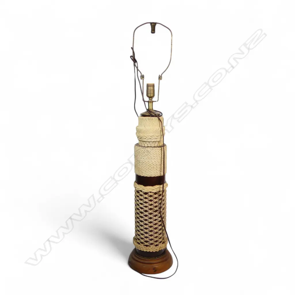 FOLK ART SHIPS ROPEWORK TALL TABLE LAMP BASE H790MM Image 1++