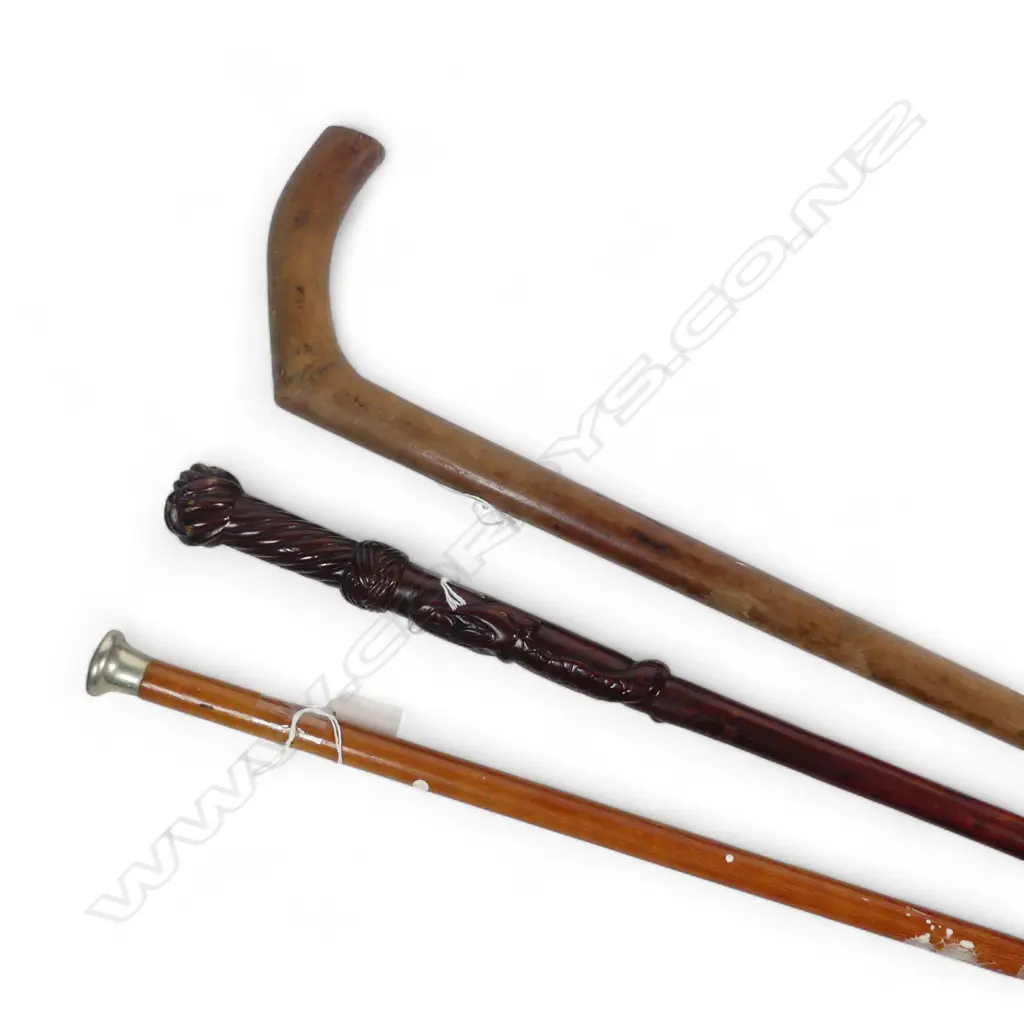 3 WALKINGSTICKS 1 CARVED WITH MERMAID AF Image 1++