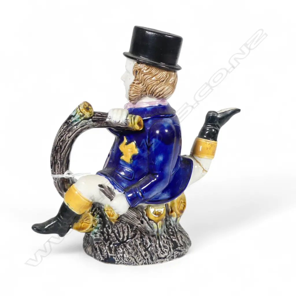 VICT MAJOLICA ISLE of MAN, THREE LEGGED MAN TEAPOT REPAIR TO LEG H220MM Image 1++