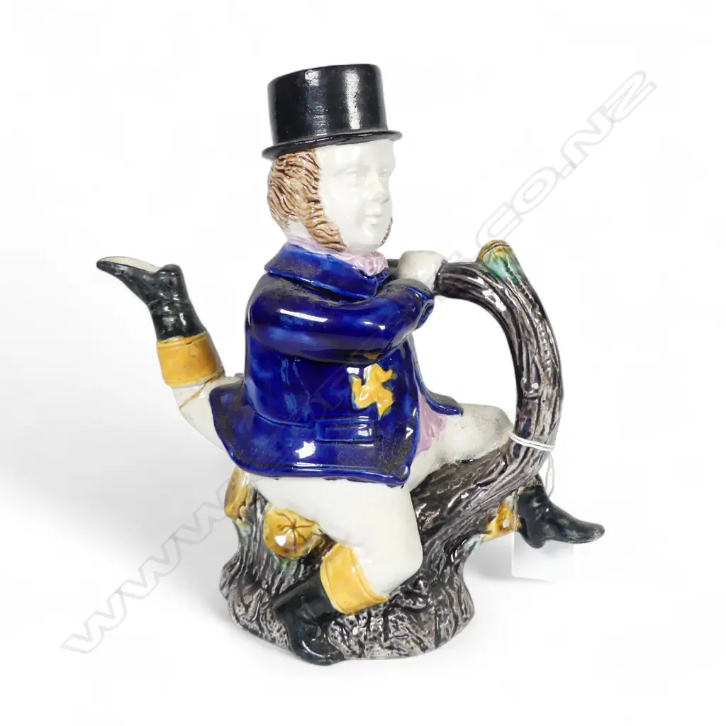 VICT MAJOLICA ISLE of MAN, THREE LEGGED MAN TEAPOT REPAIR TO LEG H220MM Image 1++