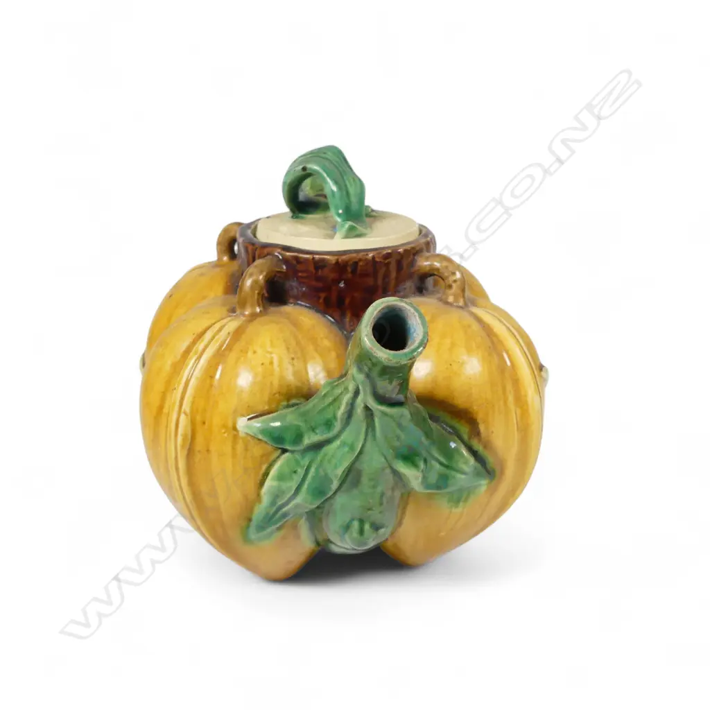 ANTIQUE ORIENTAL TERRACOTTA GOURD TEAPOT H120MM Image 1++