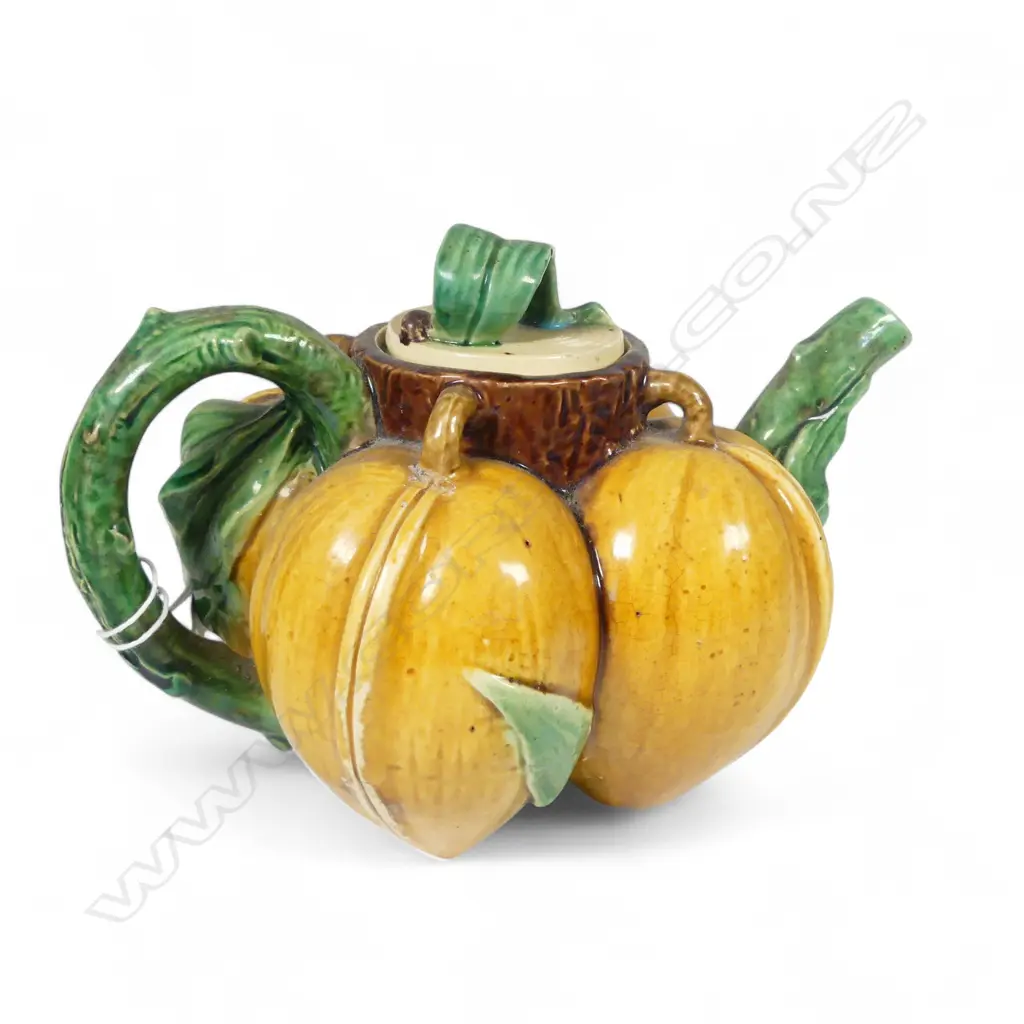 ANTIQUE ORIENTAL TERRACOTTA GOURD TEAPOT H120MM Image 1++