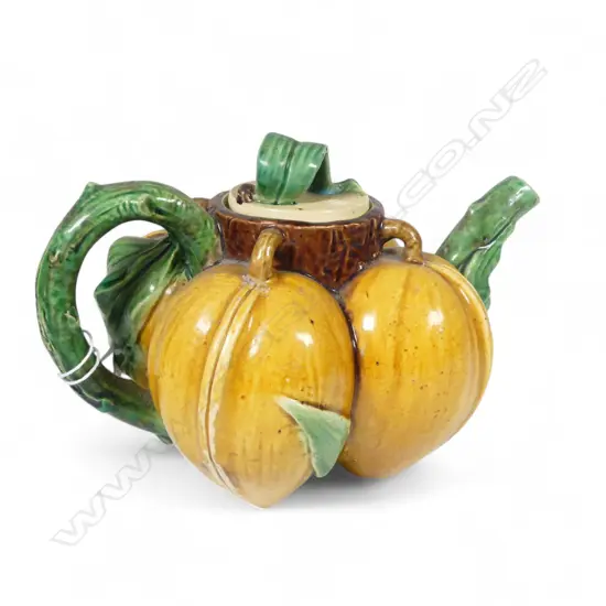 ANTIQUE ORIENTAL TERRACOTTA GOURD TEAPOT H120MM