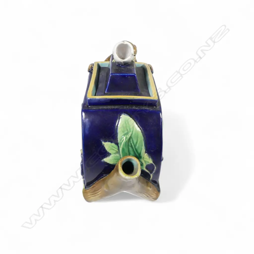 RARE VICTORIA c.1875 GEORGE JONES MAJOLICA MONKEY TEAPOT H.150mm old professional repair & faults. Image 1++