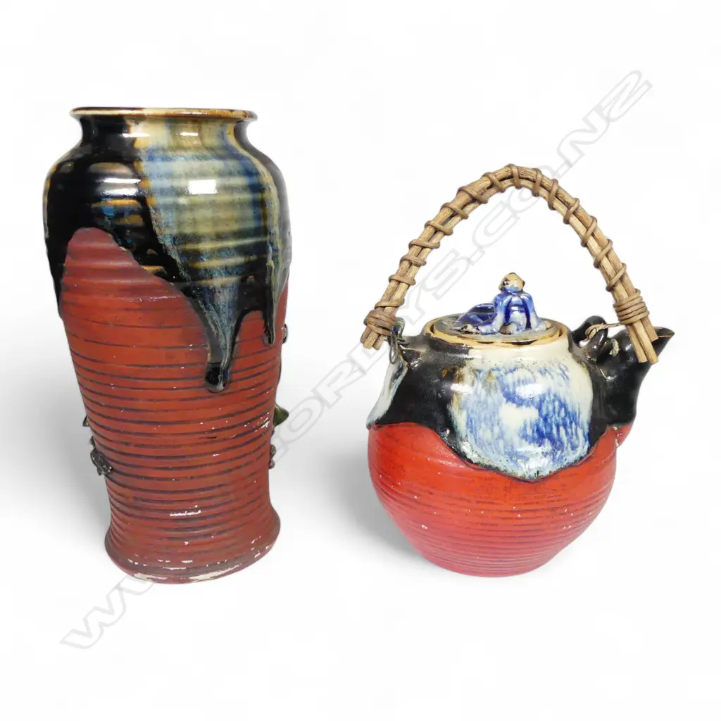 SUMIDA GAWA TEAPOT H140& VASE H215MM Image 1++
