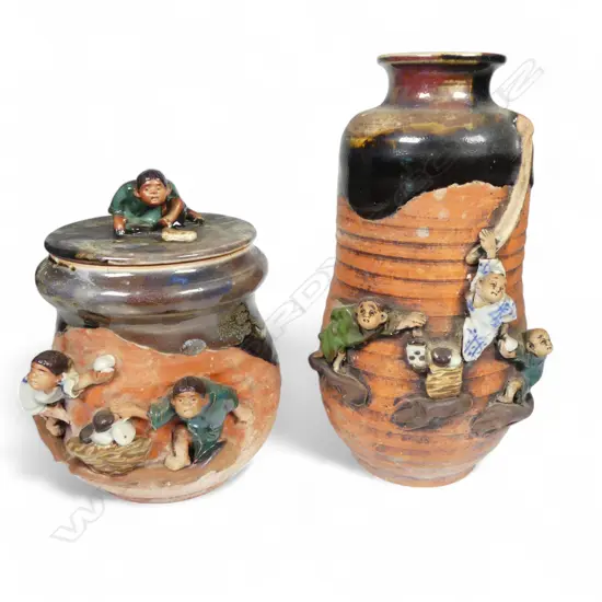 SUMIDA GAWA LIDDED JAR H150 & VASE H200MM