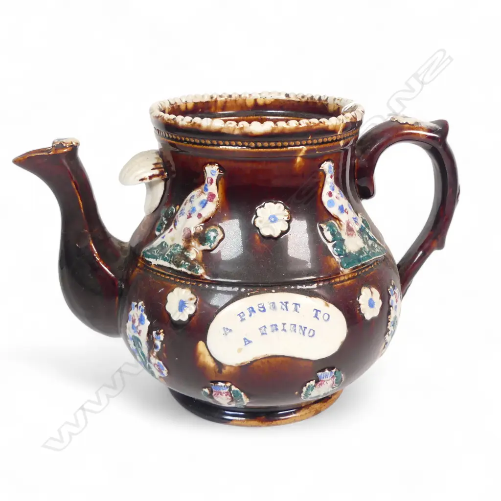 LARGE ANTIQUE ENGLISH STONEWARE TEAPOT NO LID H210MM Image 1++
