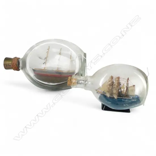 2 DIMPLE SHIPS IN BOTTLES L260 & 170MM