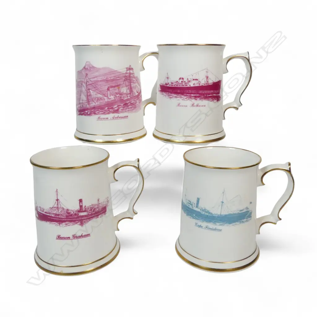 4 ROYAL GRAFTON NAUTICAL CHINA TANKARDS H125MM Image 1++