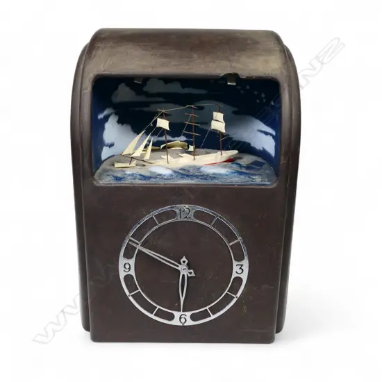 BROWN BAKERLITE MOVING SHIP CLOCK NO FRONT GLASS H350MM