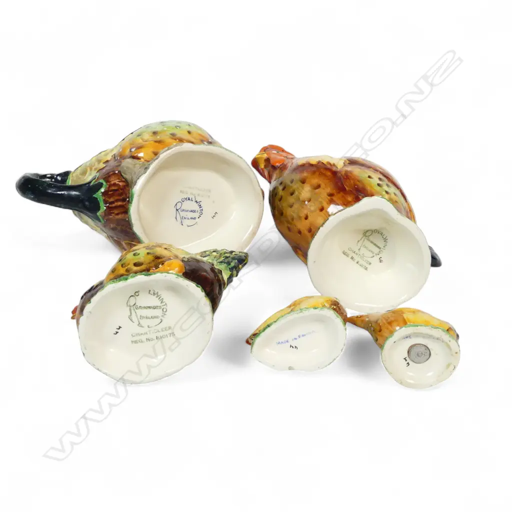 5PC R/WINTON ROOSTER CHINA TEAPOT H160MM JUG VASE & 2 CONDIMENTS Image 1++