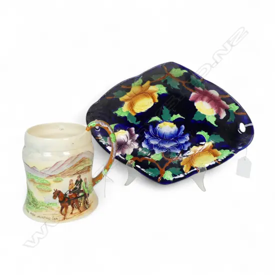 CROWN DEVON MUSICAL MUG H120 & MALING CHINA DISH L280MM