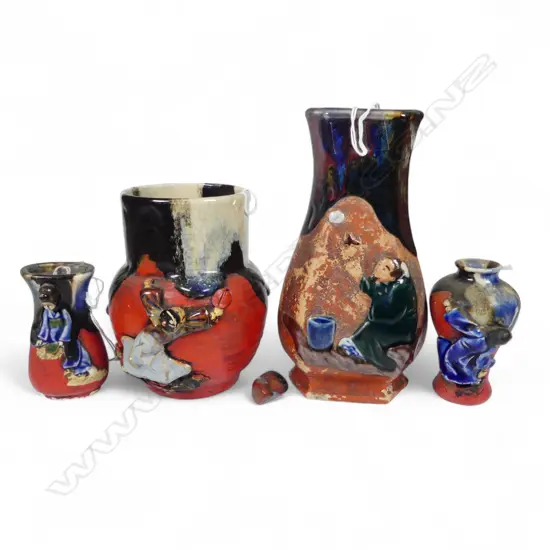 4 SUMIDA GAWA VASES TALLEST 180MM SMALLEST 90MM