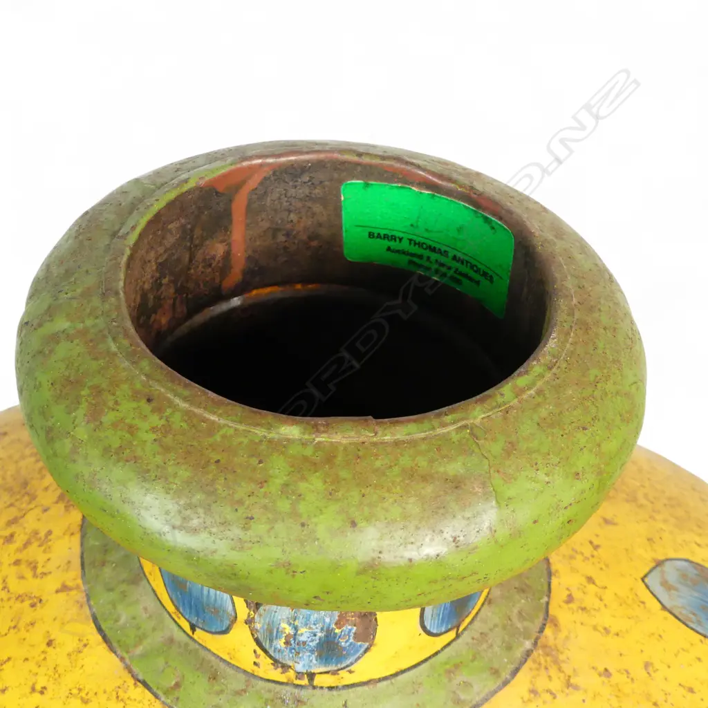 LARGE FOLK ART PAINTED IRON BOTTLE H610MM Image 1++