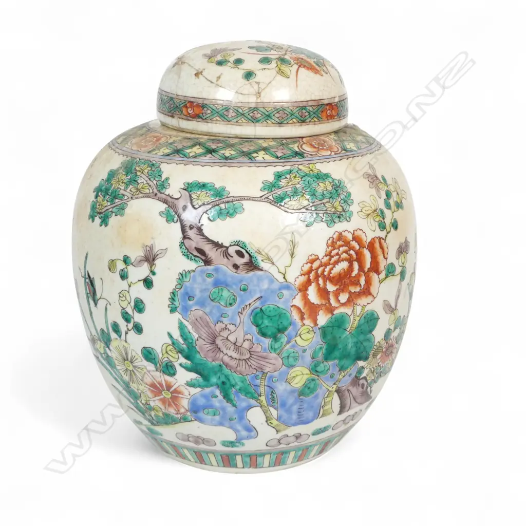 LARGE CHINESE CRACKLE GLAZE GINGER JAR LID REPAIRED H300MM Image 1++