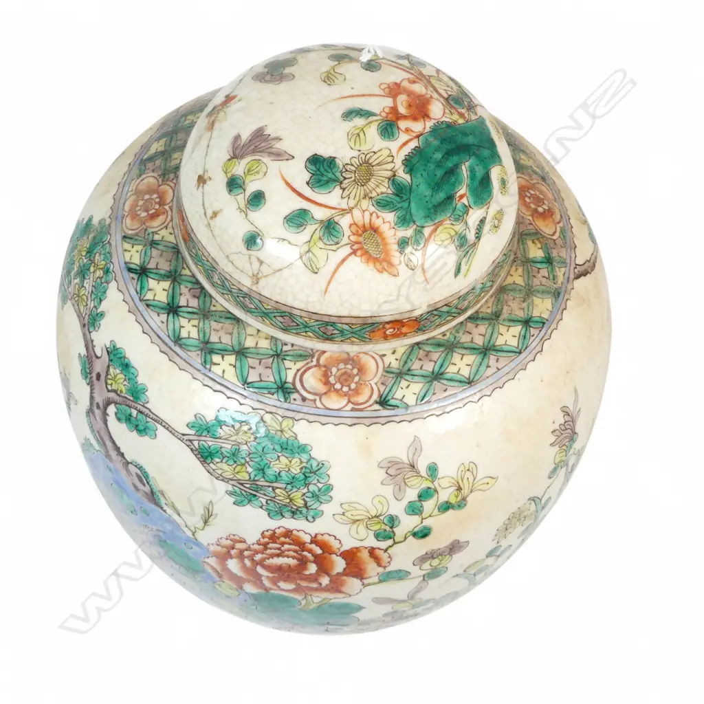 LARGE CHINESE CRACKLE GLAZE GINGER JAR LID REPAIRED H300MM Image 1++