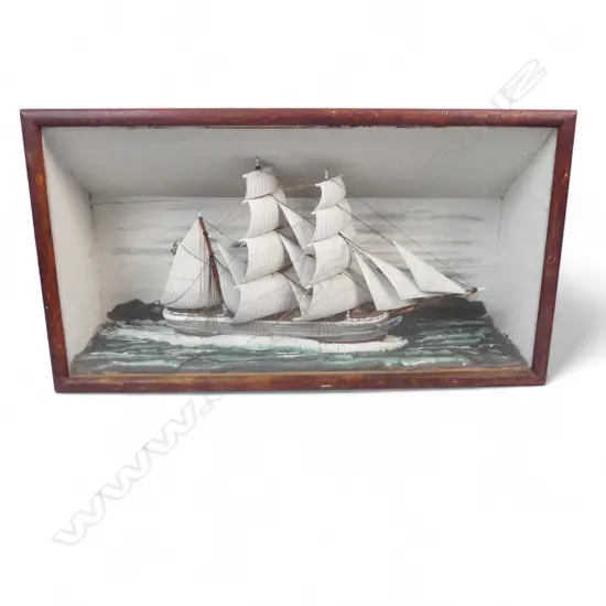 VINTAGE CASED DIARAMA 3 MASTED BRIG L560 H310MM