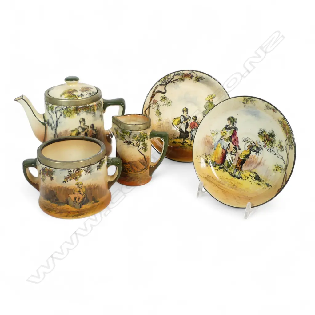 3PC RD THE GLENNERS TEASET & 2 MATCHING SAUCERS  TEAPOT H130MM Image 1++
