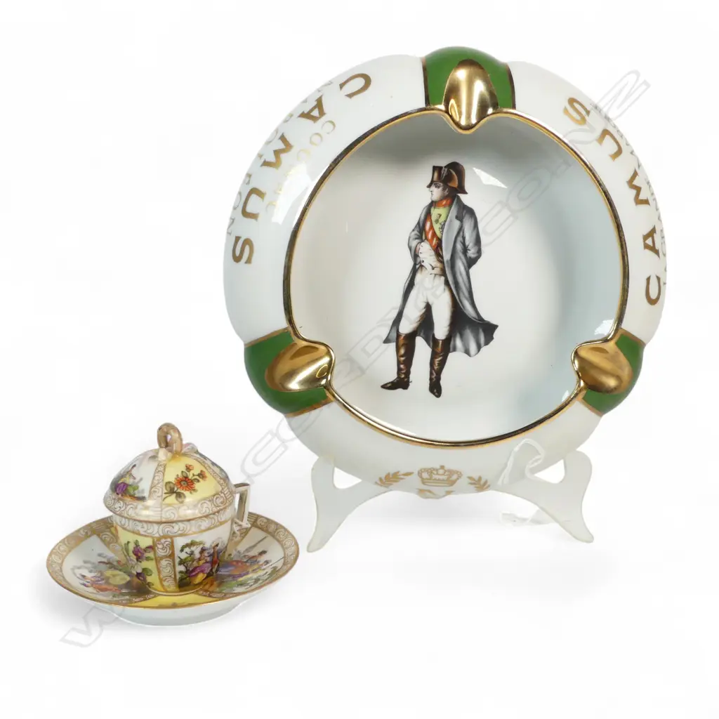 NAPOLIONIC CHINA ASHTRAY DIA230 & DRESDON LIDDED C/S Image 1++