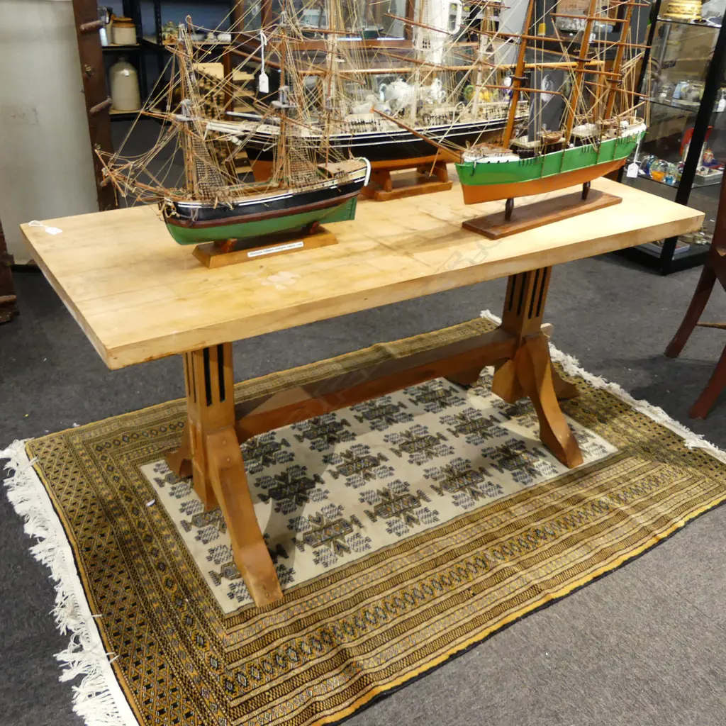 SOLID KAURI EDWARDIAN PLANK TOP SIDETABLE 1570x650x730mm one leg missing Image 1++