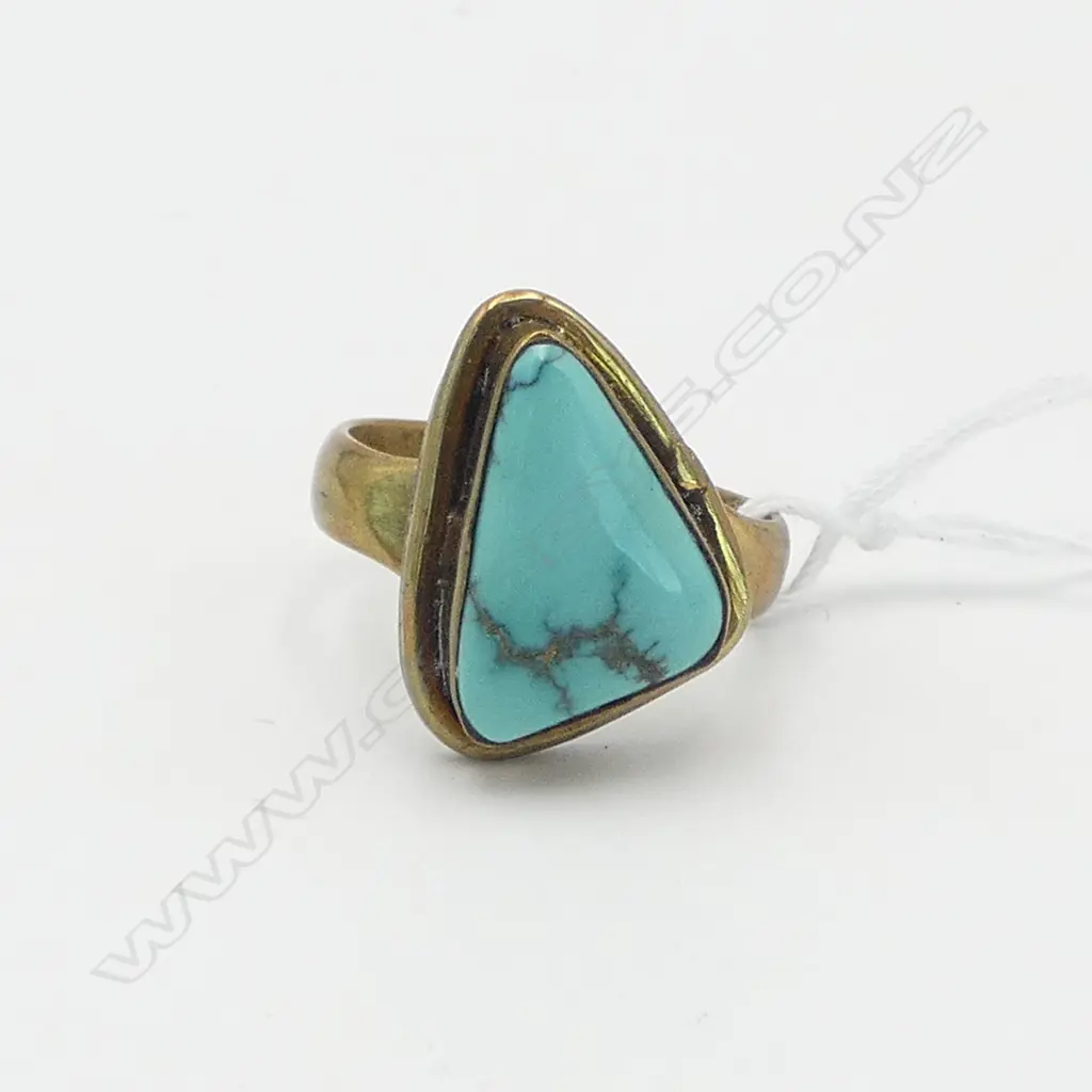 TURQUOISE & COPPER RING SIZE O Image 1++