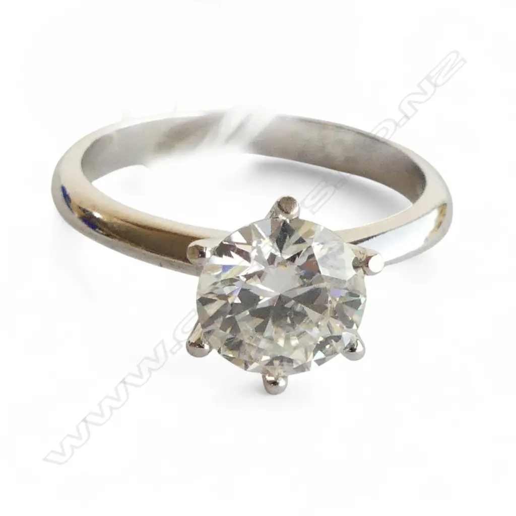 SILVER SET MOISSANITE SOLITAIRE RING, 2ct, GRA CERT, ID no. etched on stone, SIZE S Image 1++