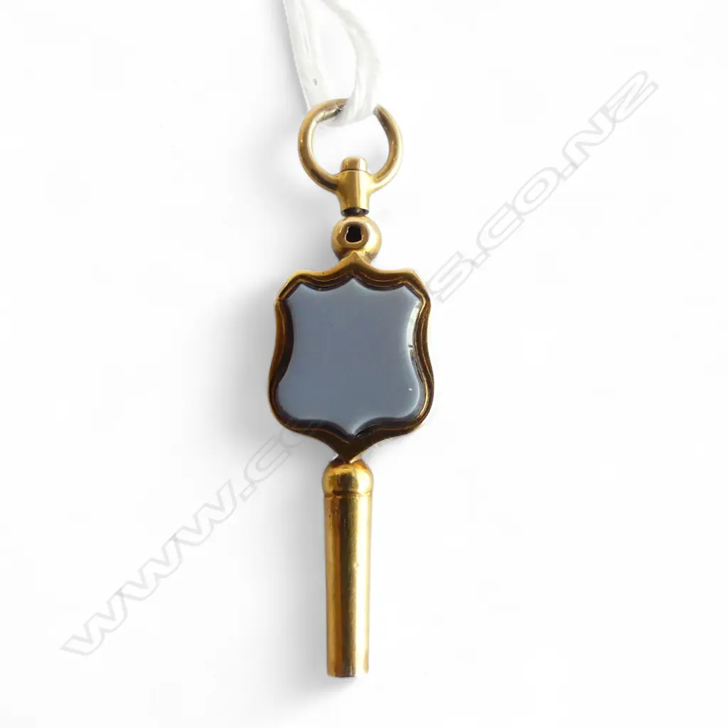 15ct BLOODSTONE & AGATE POCKET WATCH KEY, 2.6gm (tested) Image 1++