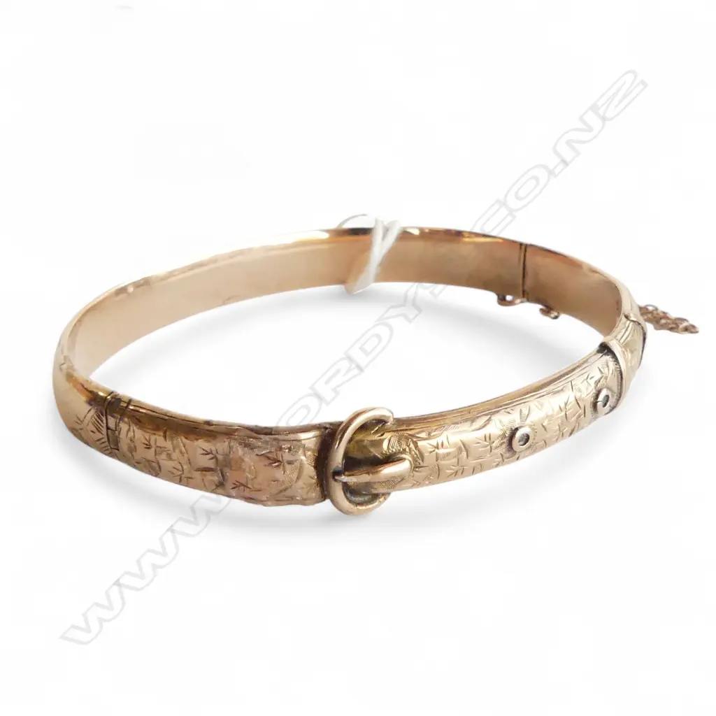 9CT ROSE GOLD HINGED BANGLE (faulted) 8.36gm Image 1++