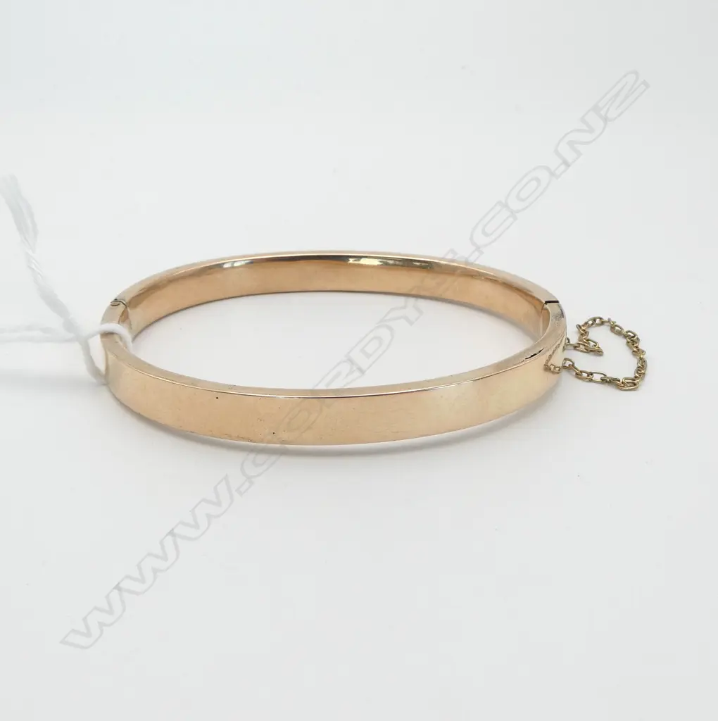 VINTAGE 9ct ROSE GOLD PLAIN HALF HINGED BANGLE 9.4gms Image 1++