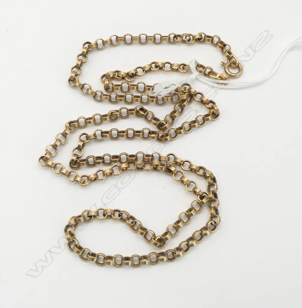 VINTAGE 9ct GOLD NECK CHAIN fine ribbed flat circular links L.600mm. 16.6gms Image 1++