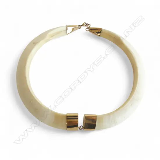 PR LARGE BOAR'S TUSK CHOKER with 9ct GOLD MOUNTS