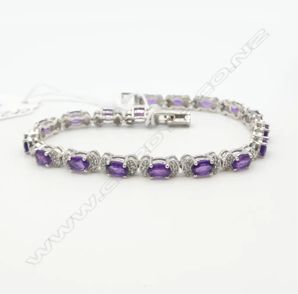 SILVER AMETHYST & CZ BRACELET Image 1++
