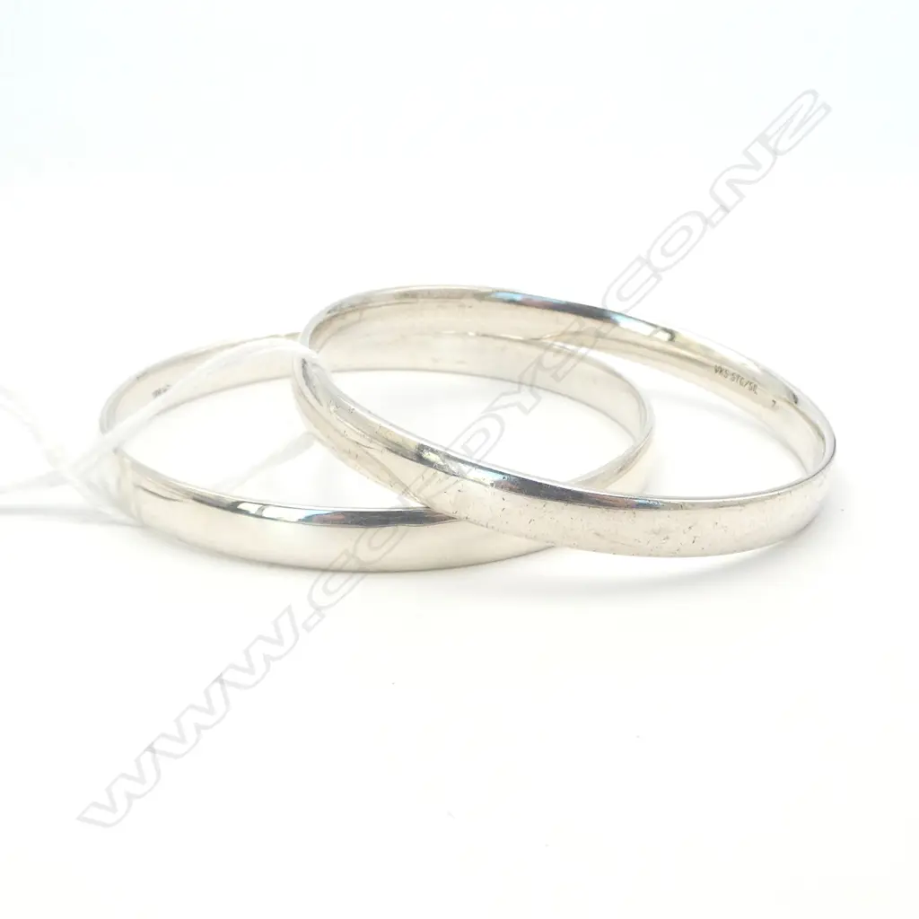 2 STG SILVER BANGLES, 49gms Image 1++