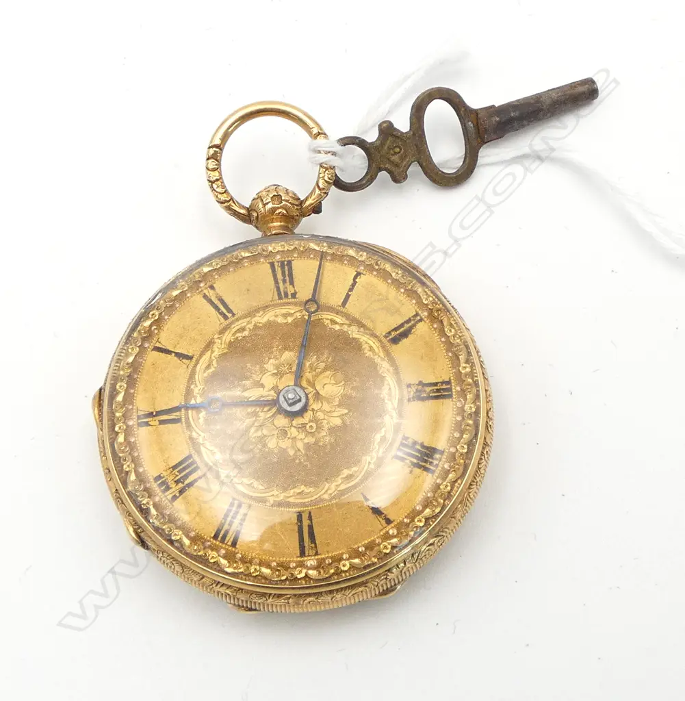 VICTORIAN 18ct YELLOW GOLD open face POCKET WATCH fusee movement 58gms Image 1++