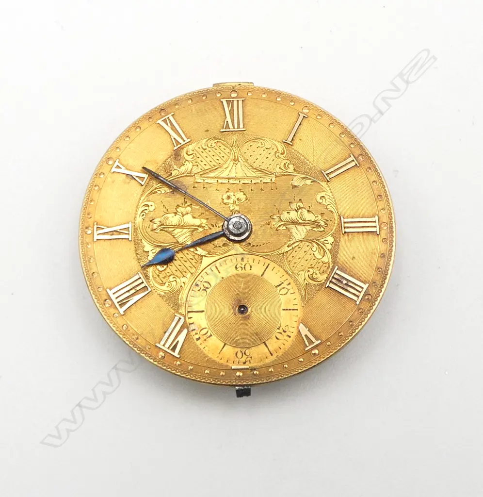 VICTORIAN GILT POCKET WATCH FACE & MOVEMENT 35mm dia. Image 1++