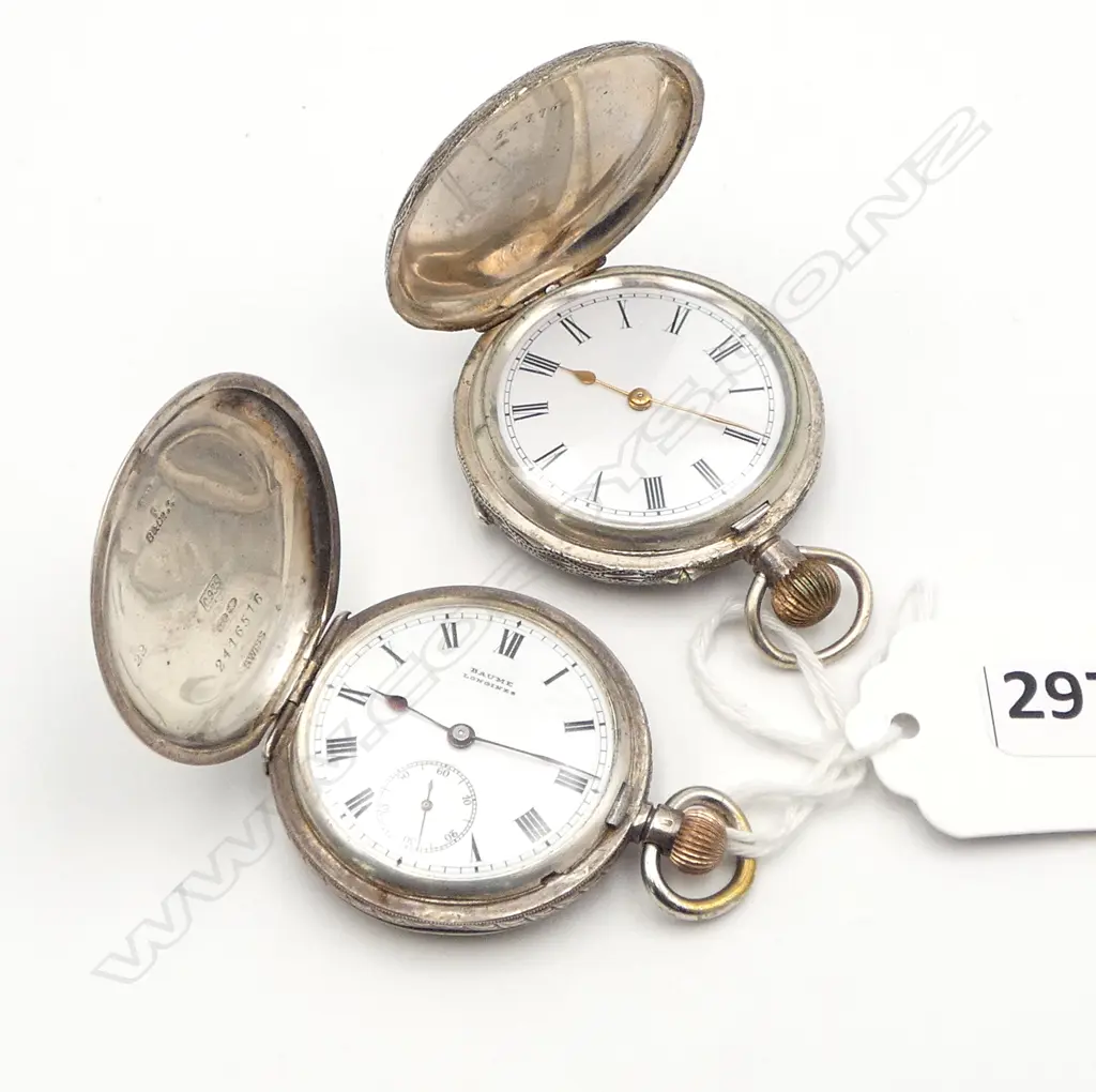 2 SILVER EARLY 20thC LADIES or MID SIZE POCKET WATCHES: 1 Baume Longines & running Image 1++