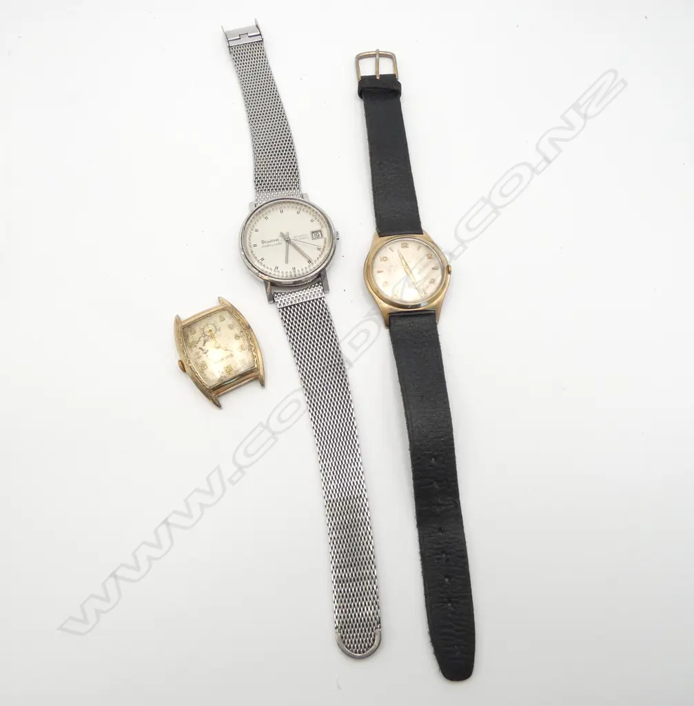 3 BULOVA ' GENT'S WATCHES apparently working: 1 'Ambassador 30 jewels' auto + 1 w no strap Image 1++