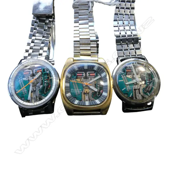 3 BULOVA 'ACCUTRON' GENT'S WATCHES apparently not working. As is